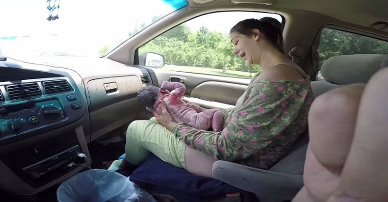 Mum Gives Birth In The Car As Dad Films And Drives