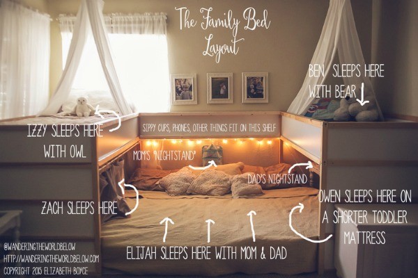co-sleeping family bed setup
