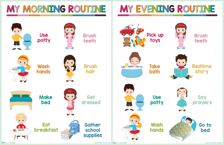 Morning routine ideas for kids - Printable chore chart
