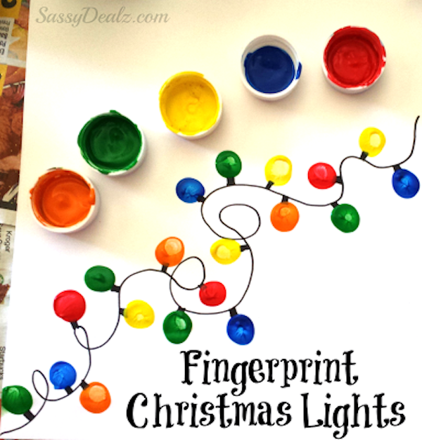 Thumbprint Christmas tree light card