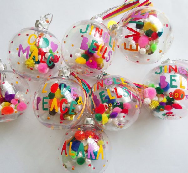 hand painted pompom baubles