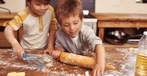 little boys baking
