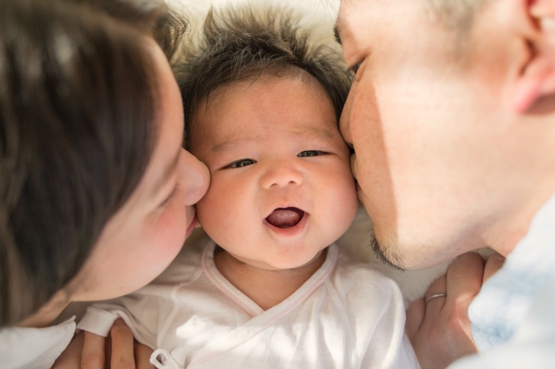 Chinese baby with parents