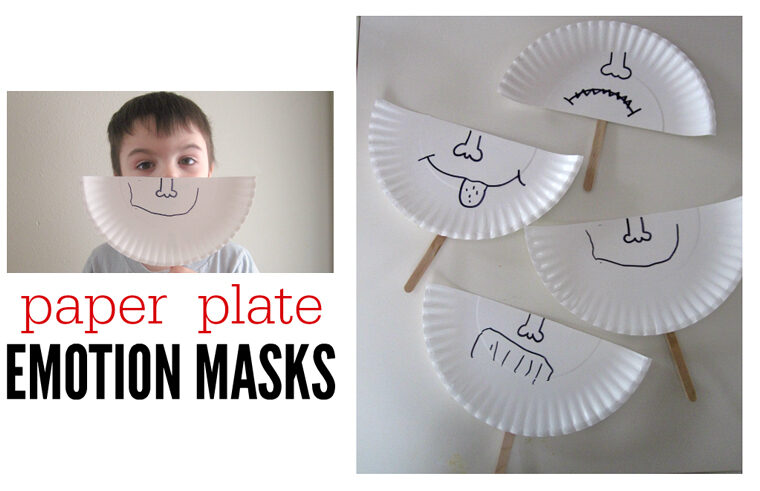 Paper plate emotion masks by 'No time for flashcards'