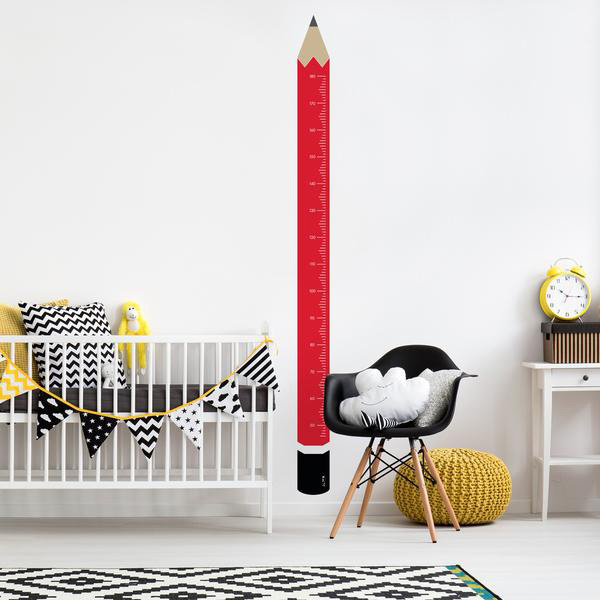 nursery, height chart, chair, rug, cot