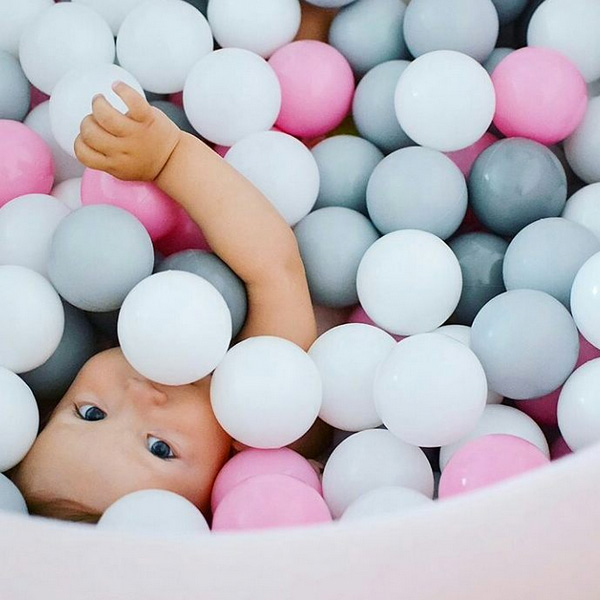 ball pit, toys, child, arm