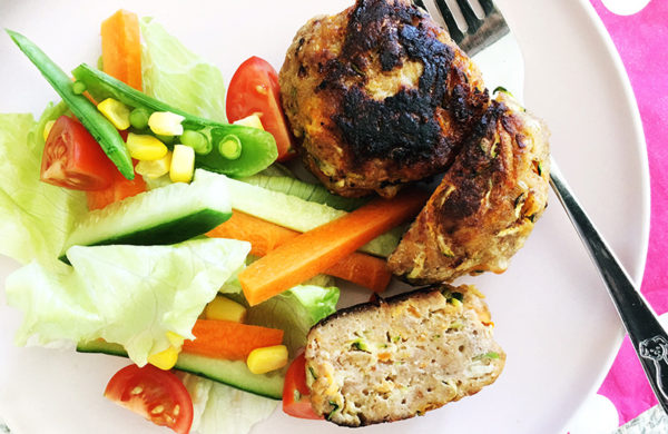 turkey and vegetable rissoles and salad