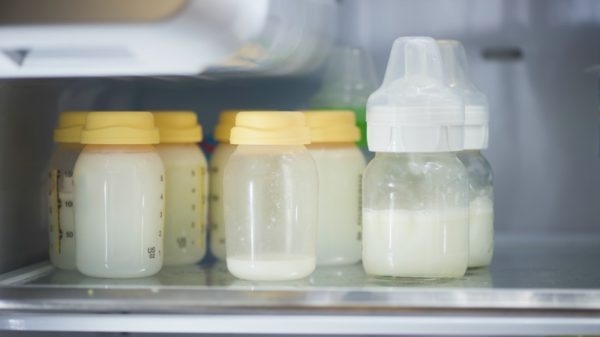 baby bottles with milk