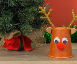 Christmas craft: Paper cup Rudolph the Red Nosed Reindeer