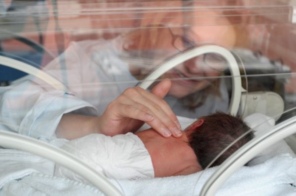 premature baby in incubator