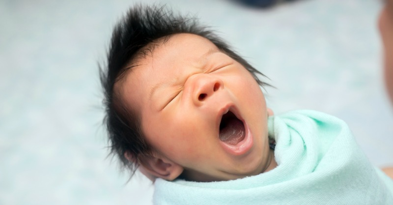 Closeup yawning baby