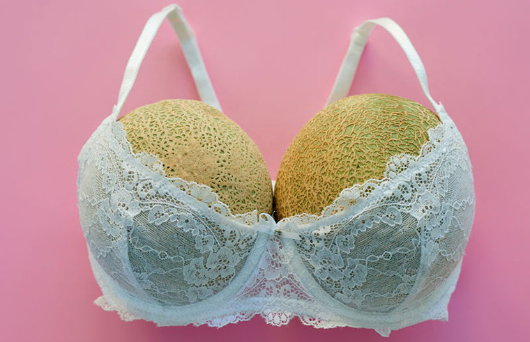 Rockmelons in bra - large breasts - feature