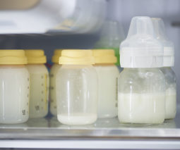 Baby bottles filled with milk - feature