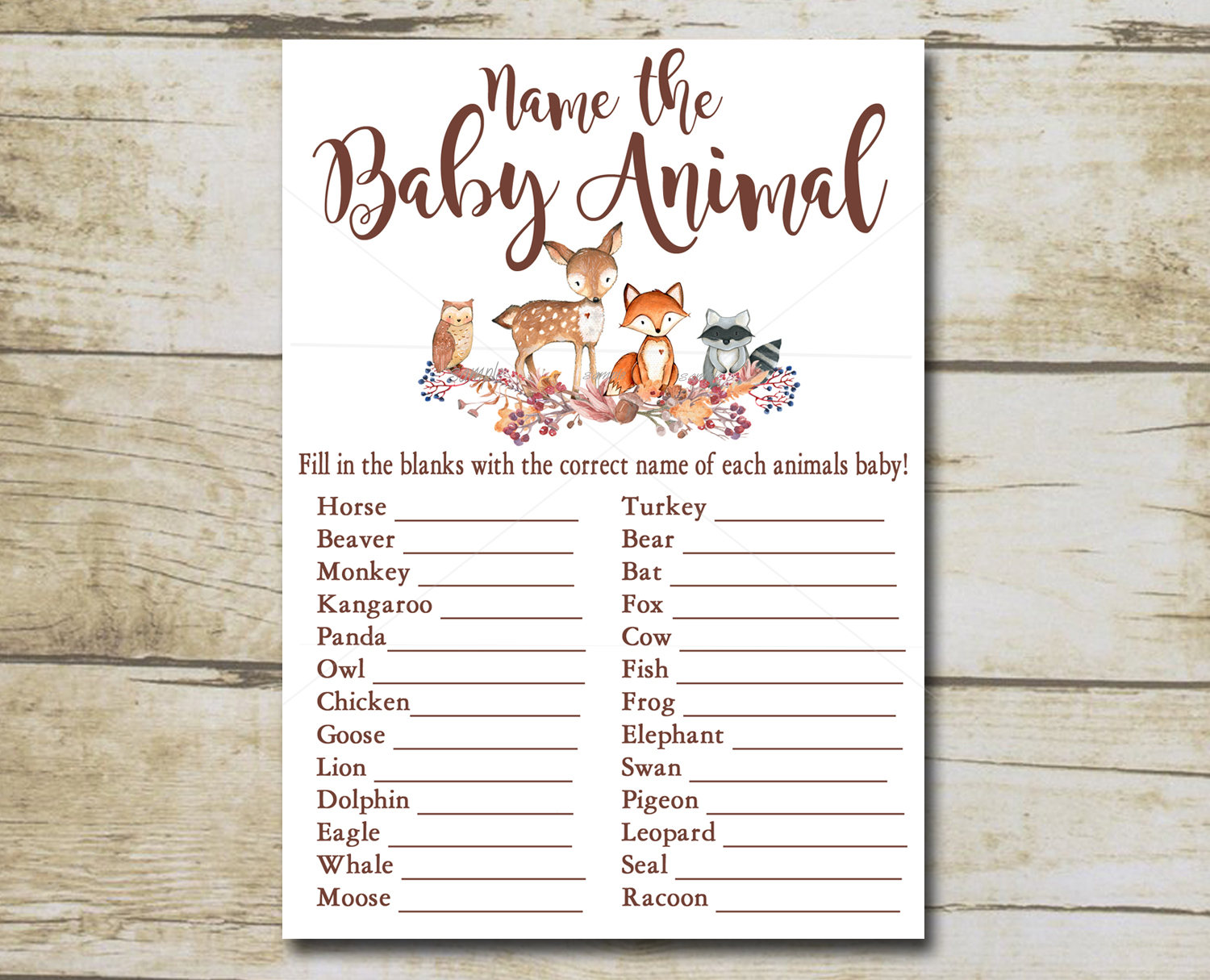 name the baby animal game