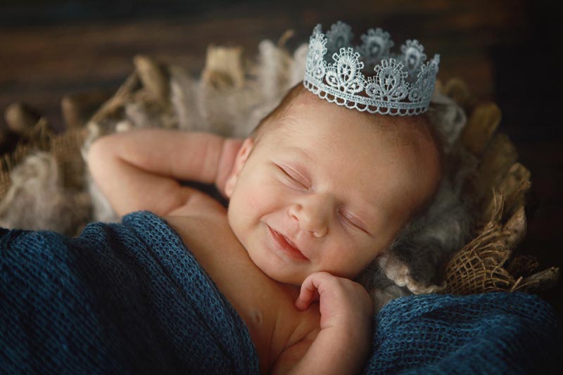 Baby wearing crown