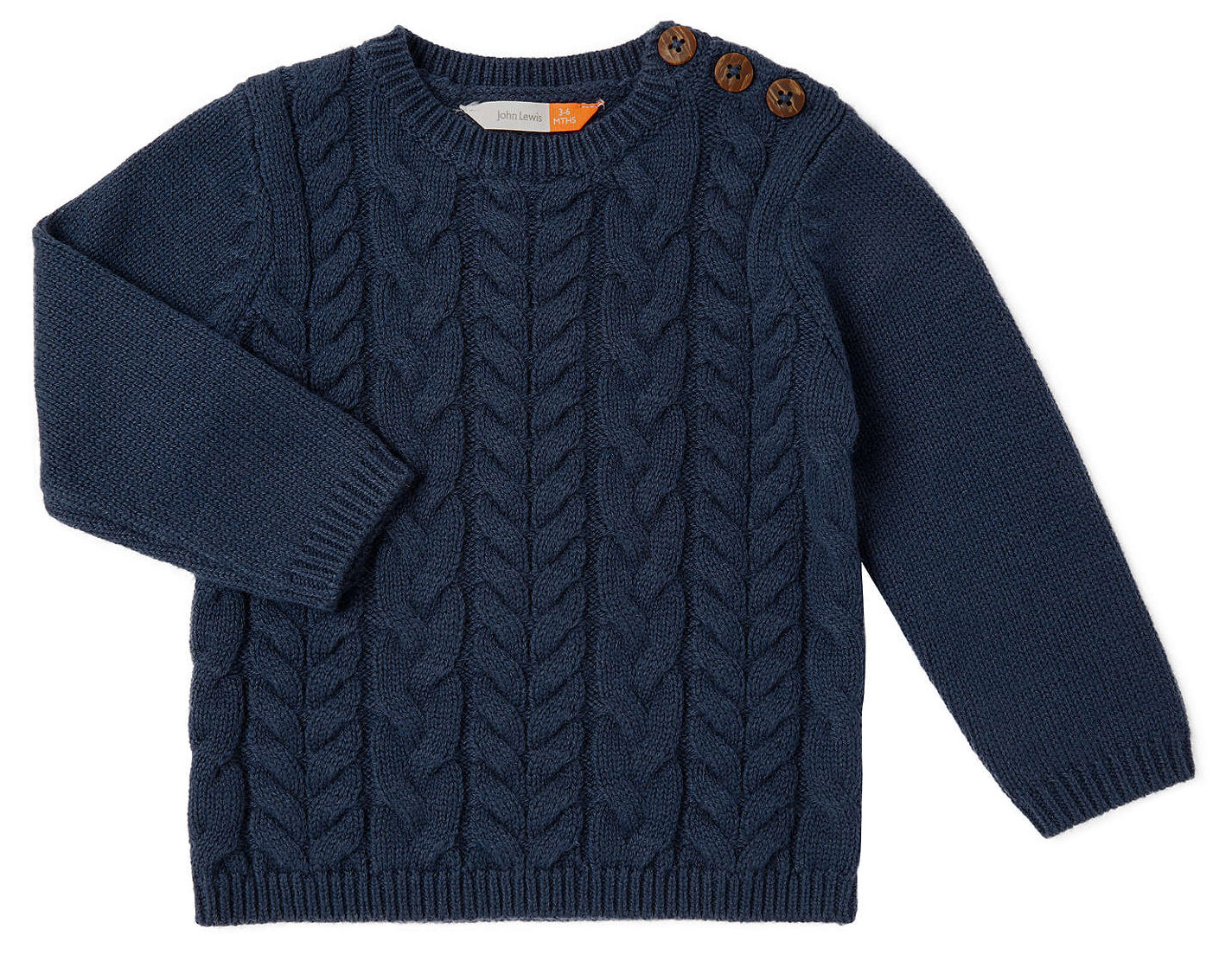 John Lewis Baby Cable Knit Crew Neck Jumper, Navy