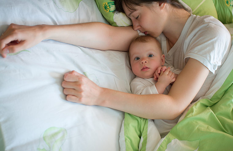 Mother and baby co-sleeping - feature