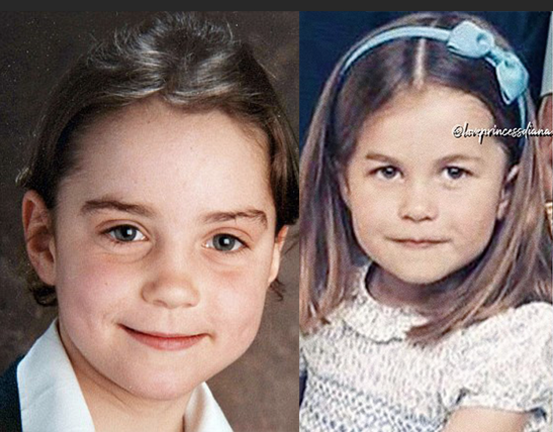 Princess Charlotte and young Kate Middleton