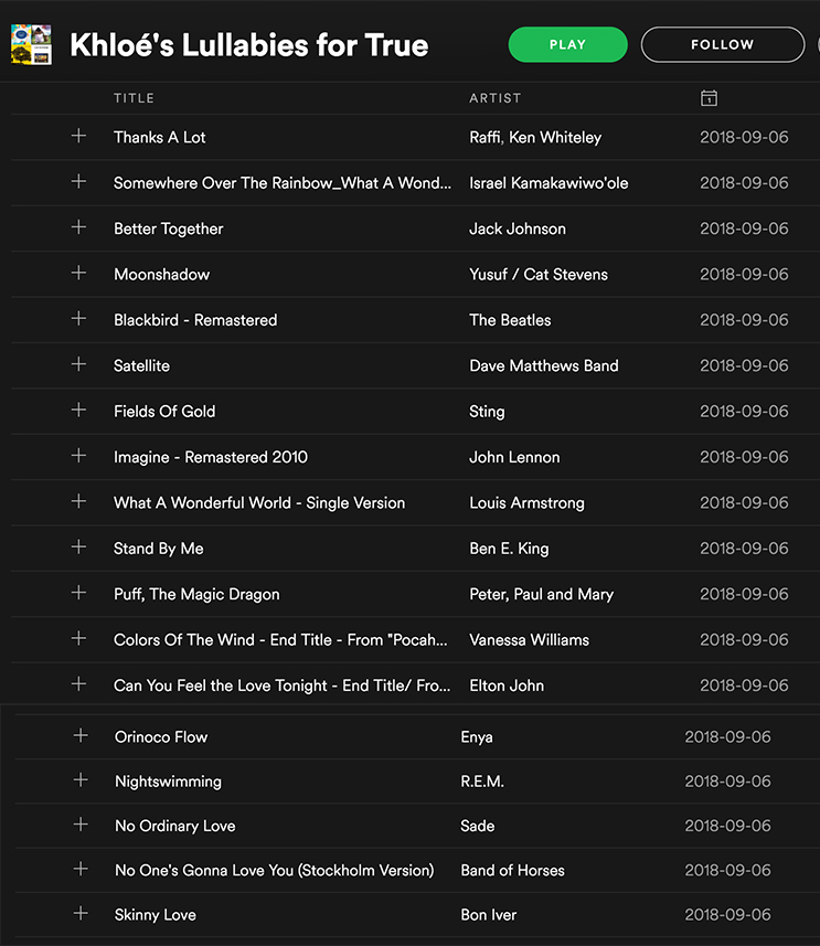 True's Spotify playlist