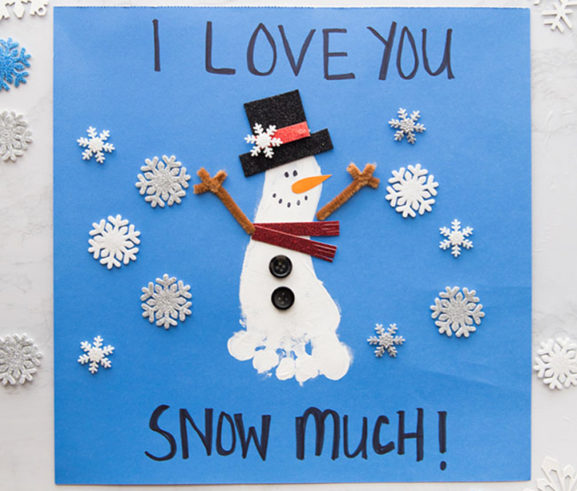 Footprint Snowman Christmas card
