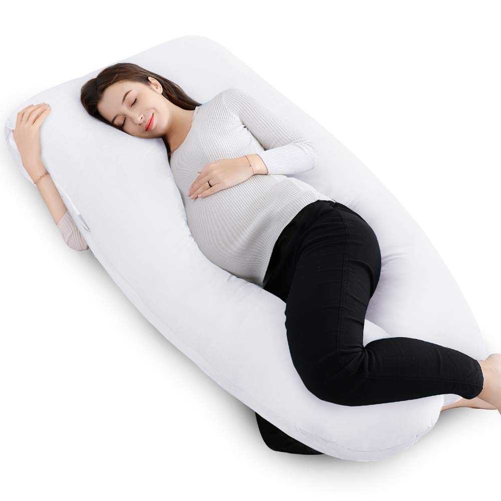 KWLET Pregnancy Pillow Cover/U Shaped Pillow Cover/Pregnancy Pillow Case/Maternity Pillow Case/Pillowcase with Removable Cotton Cover 57x30 Inch for Pregnancy Pillow White 