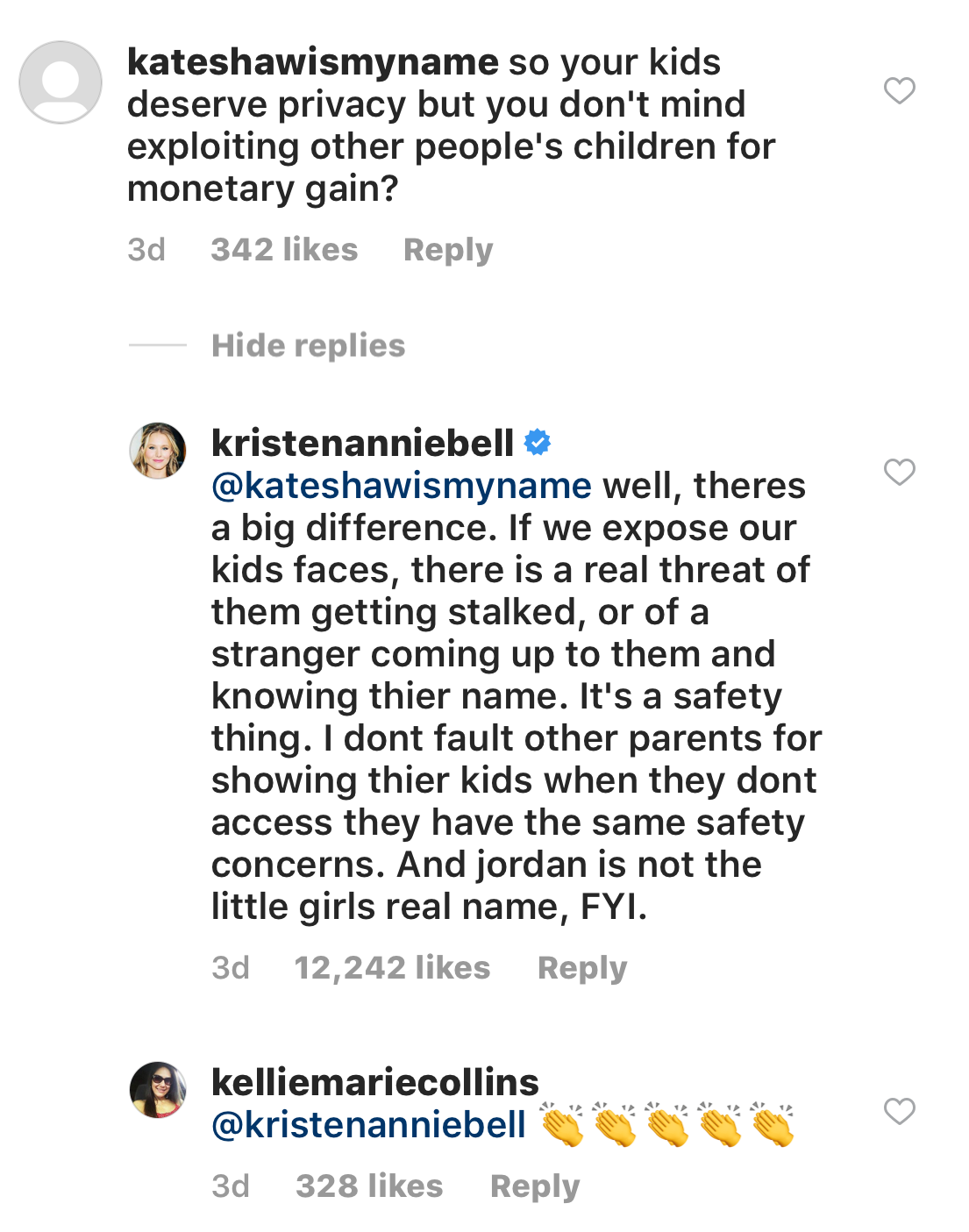 Kristen Bell comments