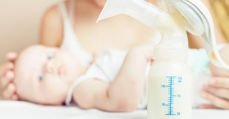 Breast pump milk and baby