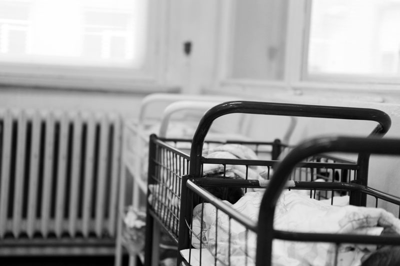 Baby hospital trolley black and white
