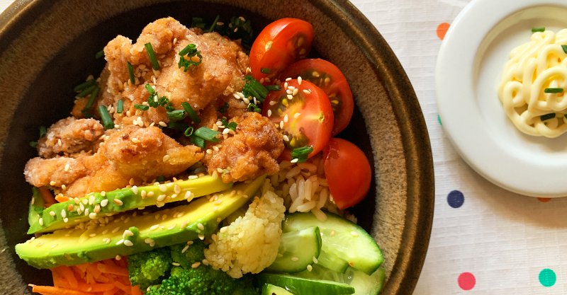 Japanese-style chicken and vegetable rice bowl recipe