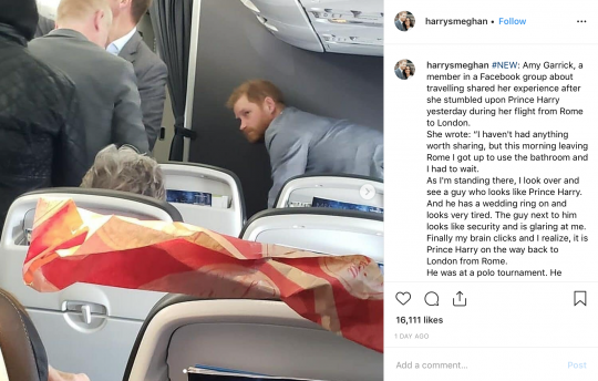Prince Harry on a commercial flight