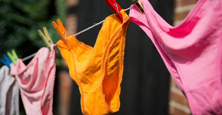 womens underwear hanging on clothesline