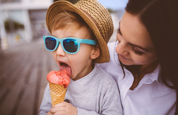 Mother and child having icecream