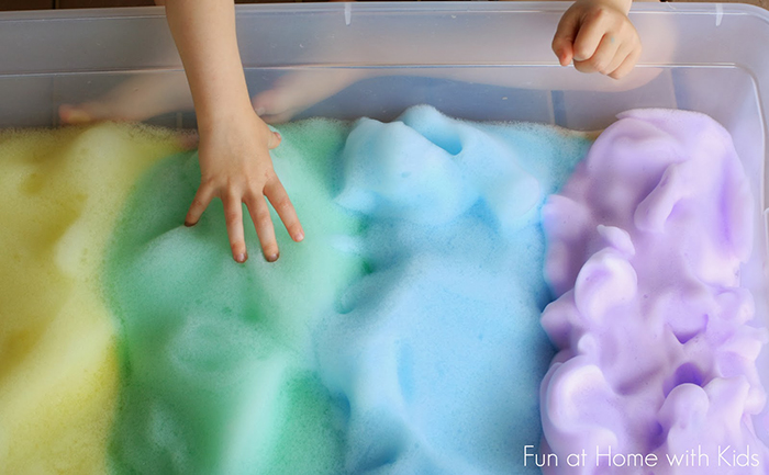 Rainbow soap foam bubbles