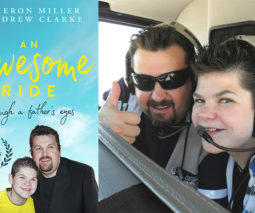 Cameron Miller and his son Shaun Miller with their book An Awesome Ride