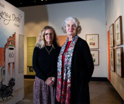 Author illustrator Lynley Dodd in her exhibition with curator Penelope Jackson