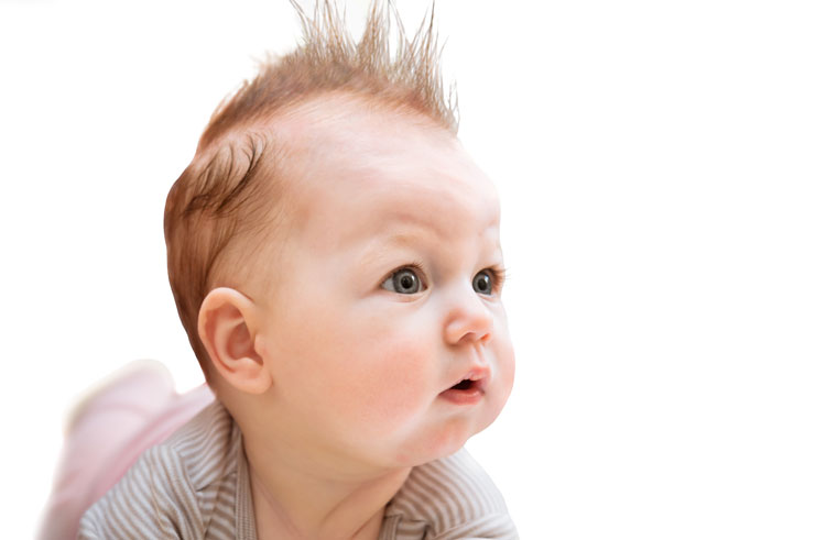 Baby with mohawk hair 