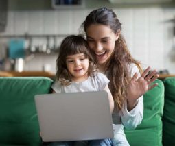 Mum with daughter on computer