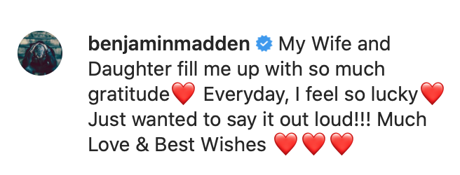 Benji Madden Instagram update