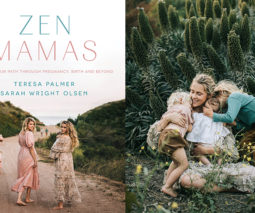 Teresa Palmer with her children and the book Zen Mamas