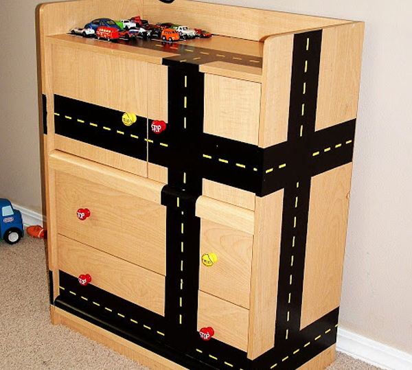 Driving dresser made from a baby change table