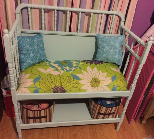 Storage bench made from old baby change table