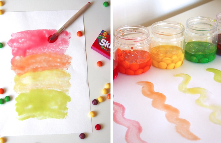 Homemade edible paints - Glossy Skittles paint
