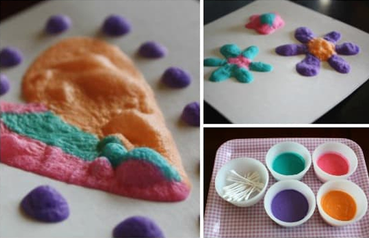 Homemade edible paints - Microwave puff paint
