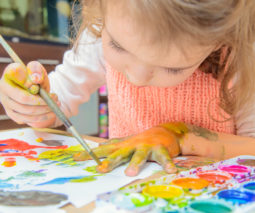 Toddler painting at home