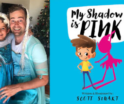 Author Scott Stuart and his son and the book My Shadow is Pink