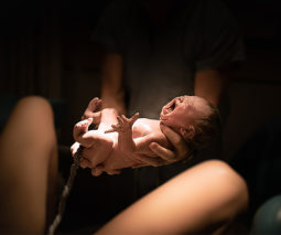 Newborn baby in parents hands
