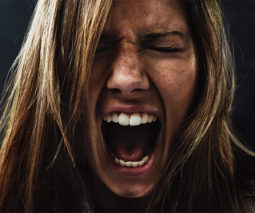 Woman face yelling angry