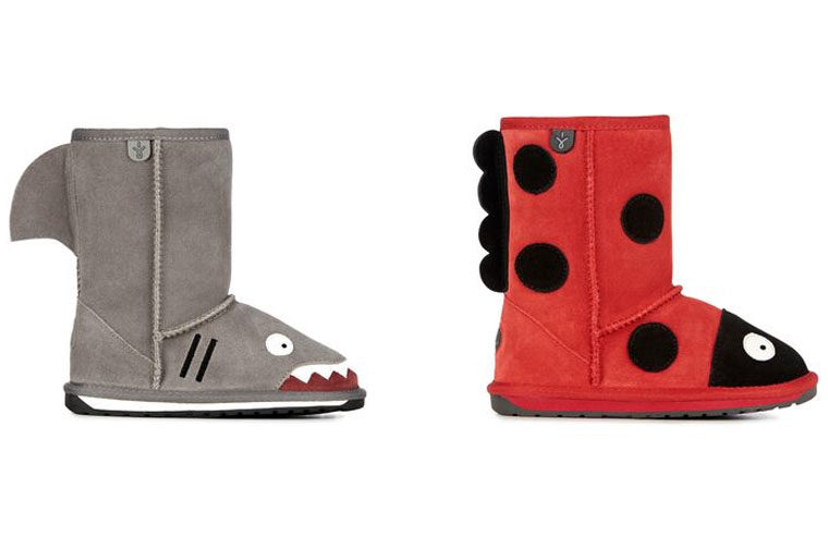 EMU Australia's Little Creatures Shark and Ladybird boots product shot